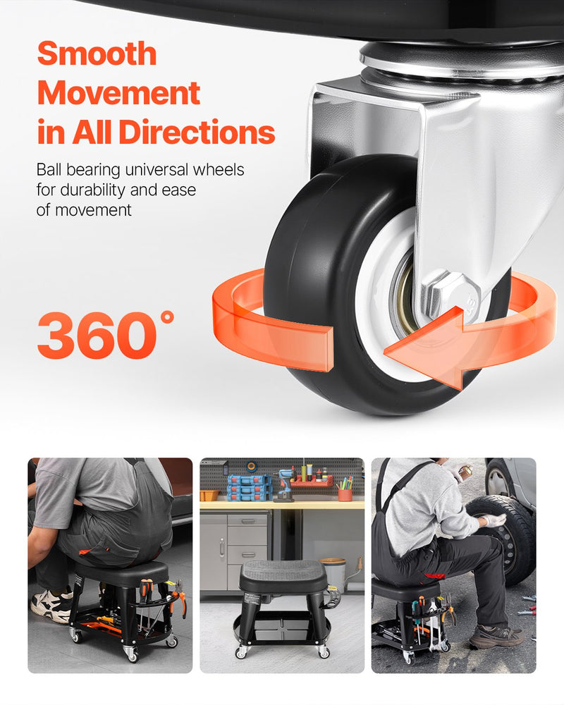 VEVOR mehaanikutool, rataste ja tööriistakastiga veerev töökoja tool, kandevõime 136 kg