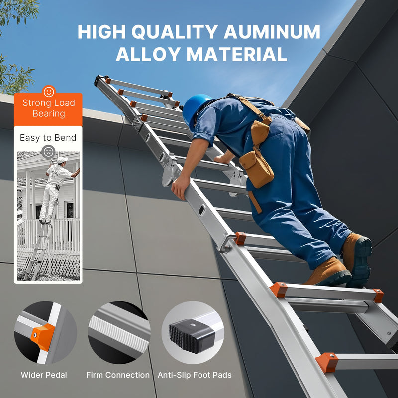 Телескопическая лестница VEVOR A, 4 м, выдвижная, многоцелевая для бытовых работ, нагрузка 150 кг