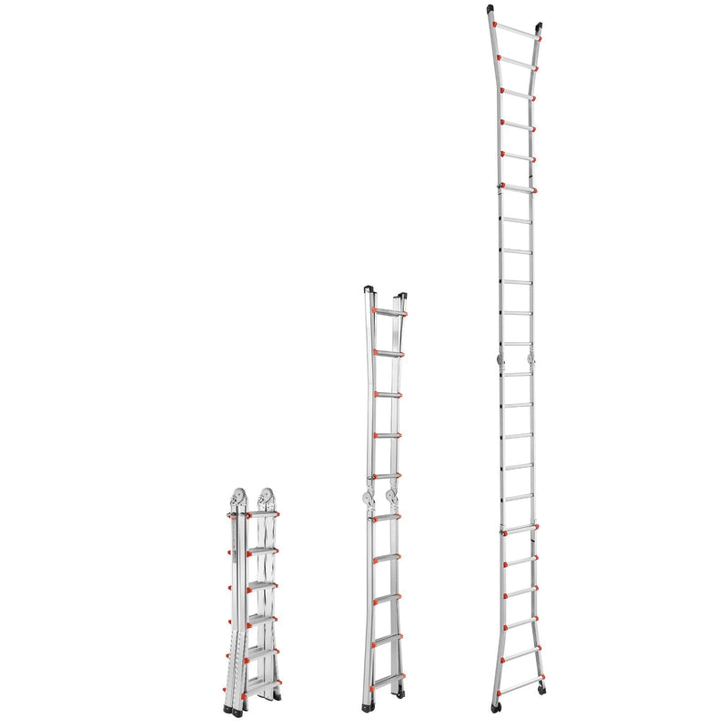 VEVOR teleskopiskās kāpnes A-veida, 6 m, izbīdāmas, daudzfunkcionālas mājas darbiem, 150 kg slodze
