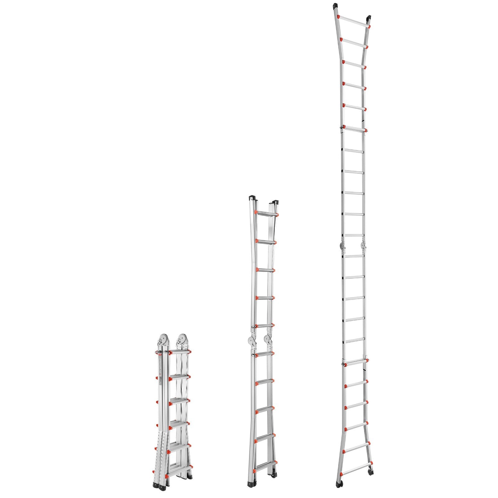 VEVOR teleskopiskās kāpnes A-veida, 6 m, izbīdāmas, daudzfunkcionālas mājas darbiem, 150 kg slodze