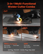 VEVOR 3-in-1 plazmas griezējs un metināšanas iekārta – CUT/TIG/MMA, 50 A plazmas griešanas iekārta un 200 A TIG/MMA metinātājs, LED digitālais displejs ar 2T/4T/PA/PT funkcijām, mājas remontam un darbnīcām, 220 V