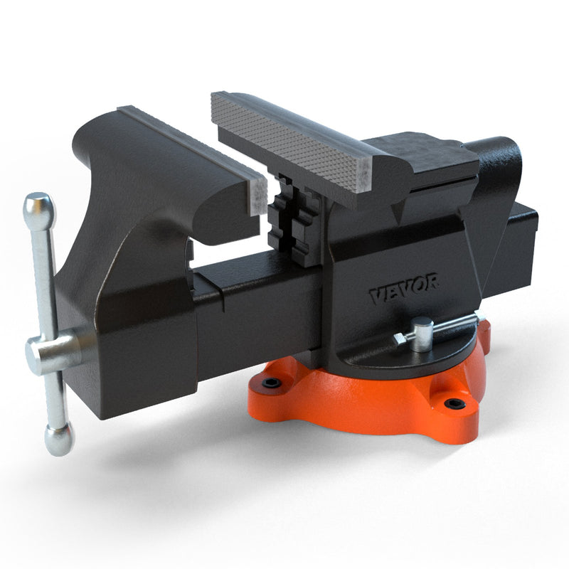 VEVOR 15,24 cm darbgalda spīles ar laktu, 360° rotējoša fiksācijas pamatne, izturīgs kaļamais čuguns