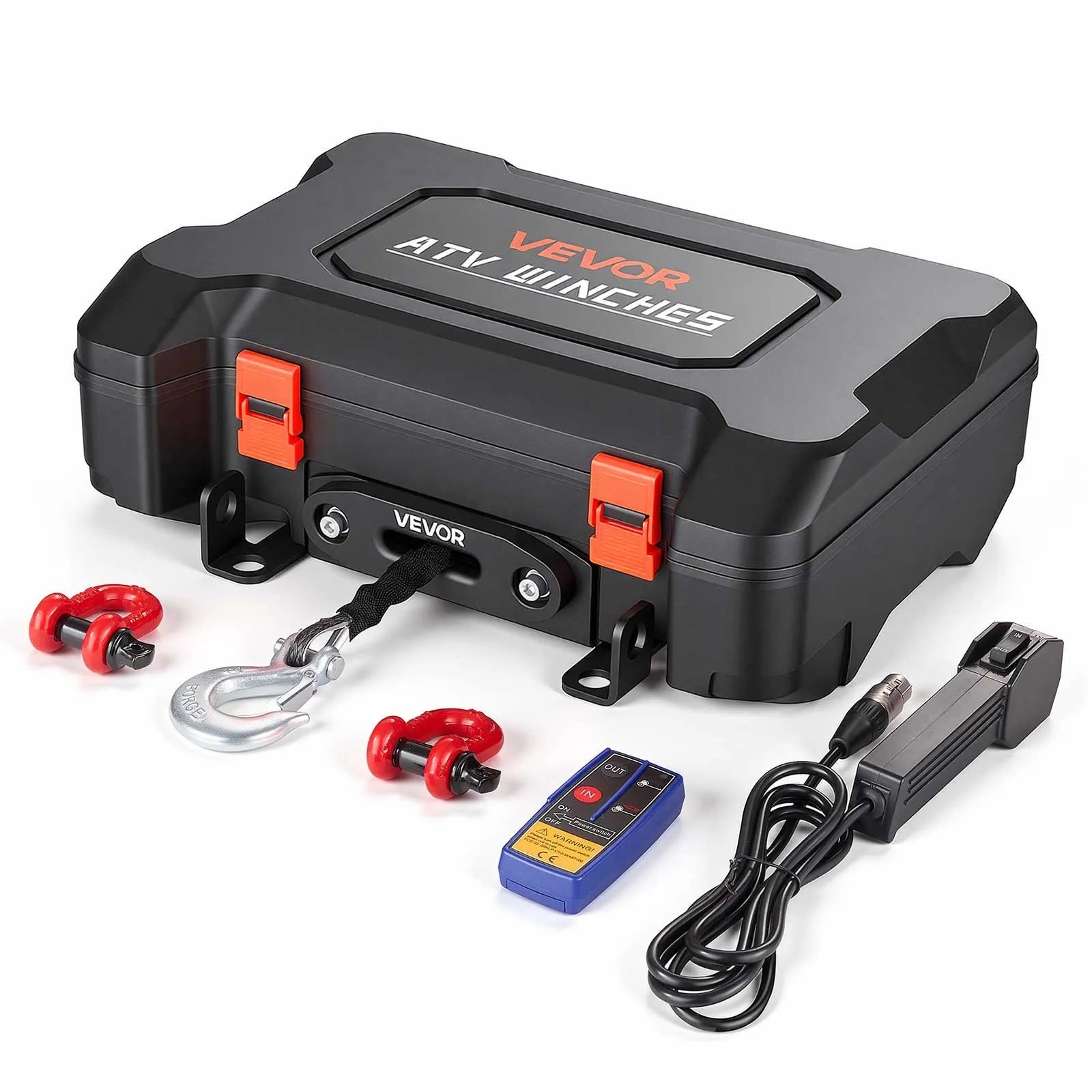 VEVOR pārnēsājama elektriskā vinča 1587 kg, 12 V DC, ar sintētisko trosi, bezvadu un vadu tālvadību, atgūšanas komplektu, ATV/UTV bezceļiem