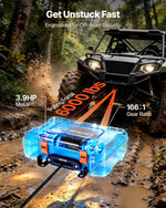 VEVOR pārnēsājama elektriskā vinča 2721 kg, 12 V DC, ar sintētisko trosi, bezvadu un vadu tālvadību, atgūšanas komplektu, ATV/UTV bezceļu vilkšanai