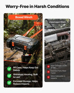 VEVOR pārnēsājama elektriskā vinča 2721 kg, 12 V DC, ar sintētisko trosi, bezvadu un vadu tālvadību, atgūšanas komplektu, ATV/UTV bezceļu vilkšanai