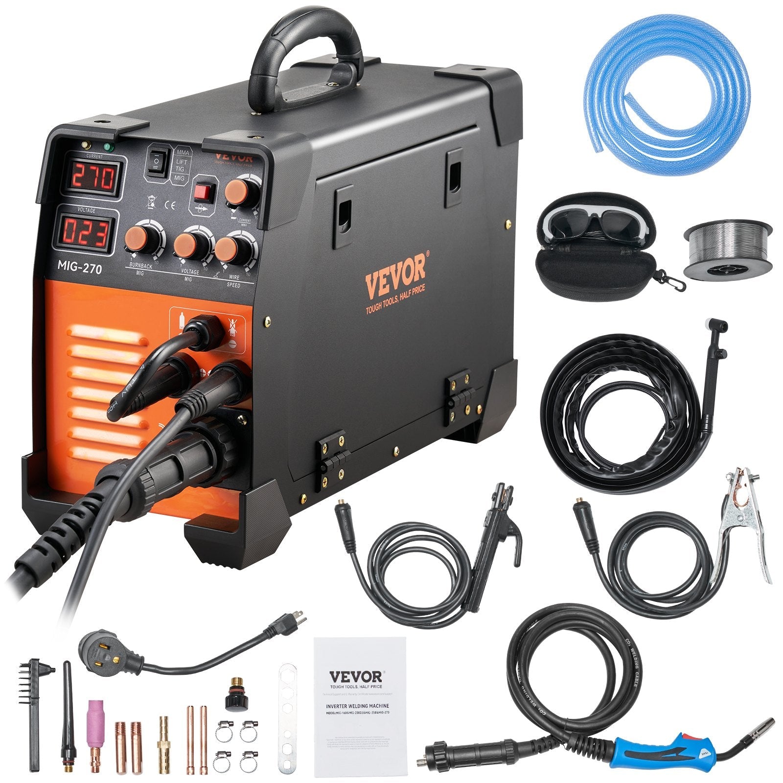 VEVOR MIG Metinātājs 270 A MIG MMA Lift TIG 3 vienā Metināšanas Komplektā 110 V/220 V