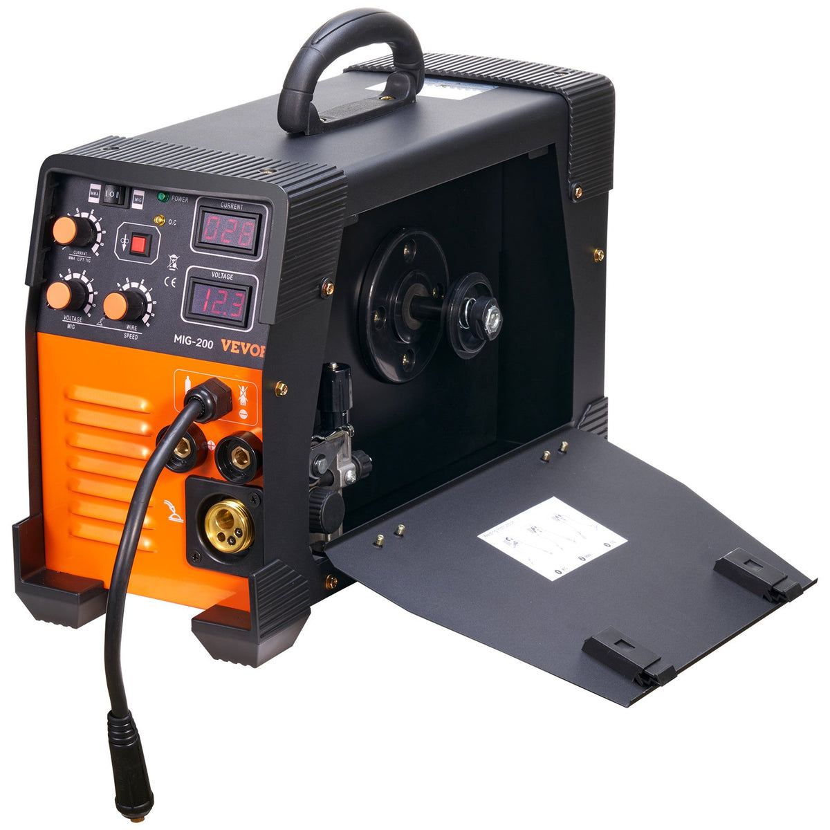 VEVOR MIG metināšanas aparāts 200 A, 3-in-1 MIG / Lift TIG / MMA (Stick) metināšanas iekārta, 220 V, ar IGBT līdzstrāvas invertoru un digitālo displeju