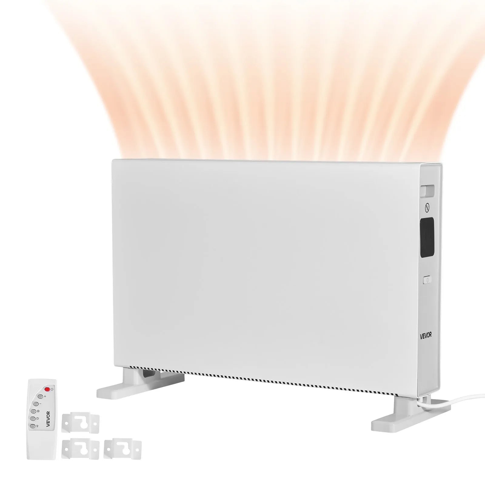 Konvekcijas paneļu sildītājs 2000 W, elektriskais telpu sildītājs ar tālvadības pulti un skārienvadību, 3 režīmi, 24 h taimeris, novietojams uz statīva vai stiprināms pie sienas, ar aizsardzību pret apgāšanos un pārkaršanu, mājai un birojam