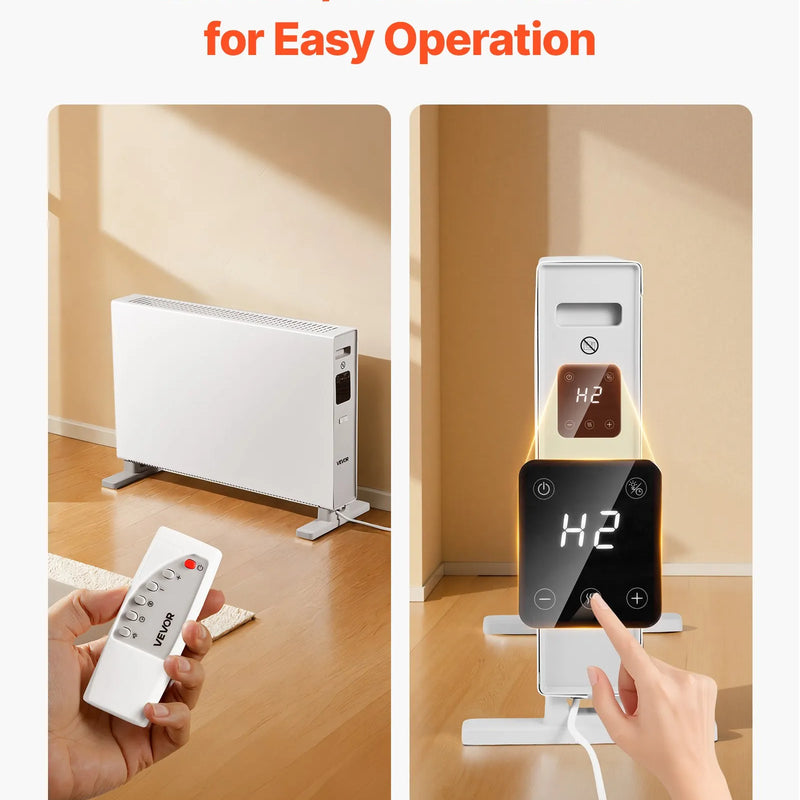 Konvektsioonpaneeliga küttekeha 2000 W, elektriline ruumide küttekeha puldiga ja puutetundliku juhtimisega, 3 režiimi, 24 h taimeri, stendile või seinale paigaldatav, ümbermineku- ja ülekuumenemiskaitse, koju ja kontorisse.