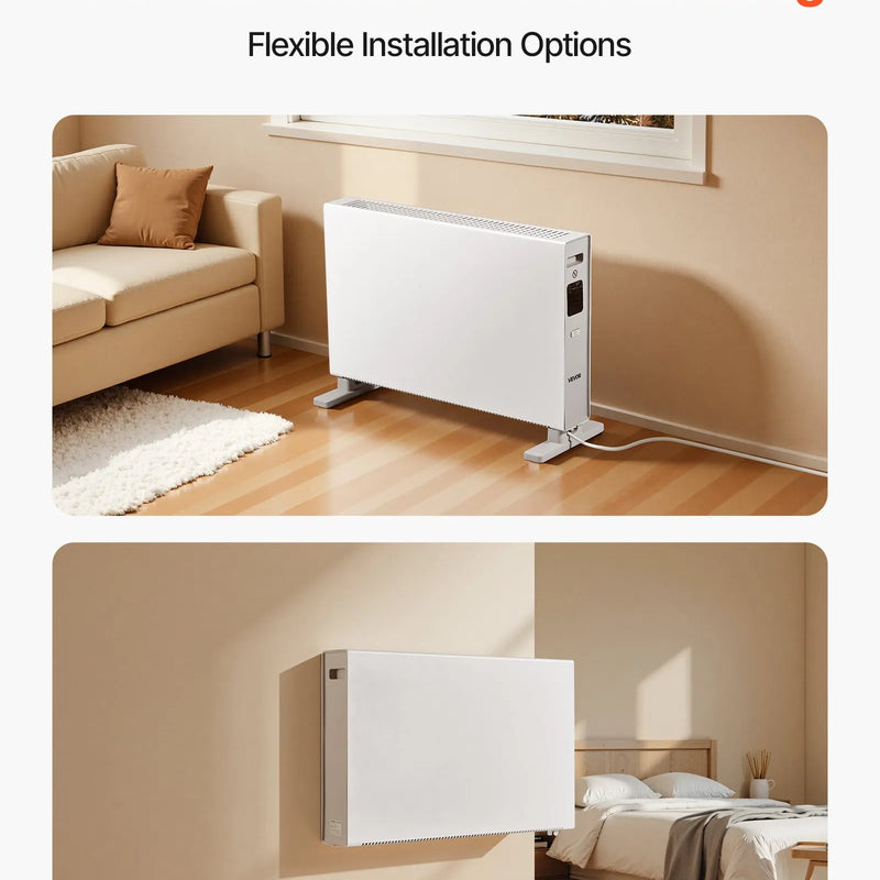 Konvektsioonpaneeliga küttekeha 2000 W, elektriline ruumide küttekeha puldiga ja puutetundliku juhtimisega, 3 režiimi, 24 h taimeri, stendile või seinale paigaldatav, ümbermineku- ja ülekuumenemiskaitse, koju ja kontorisse.