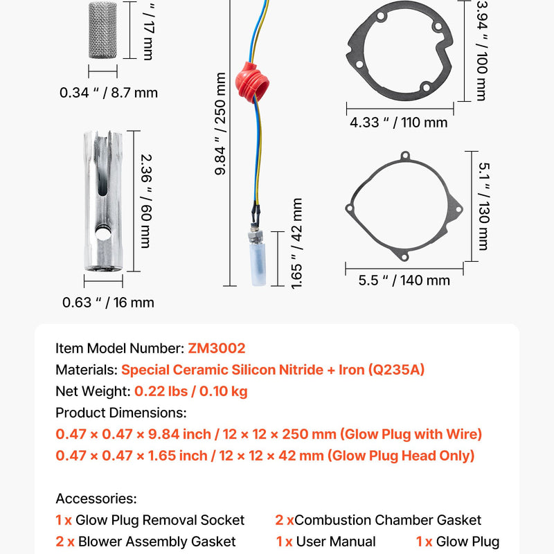 8V kvēlsveces remonta komplekts ar izsmidzināšanas sietiņu, saderīgs ar 2–8 kW dīzeļgaisa sildītājiem automašīnām un kravas auto