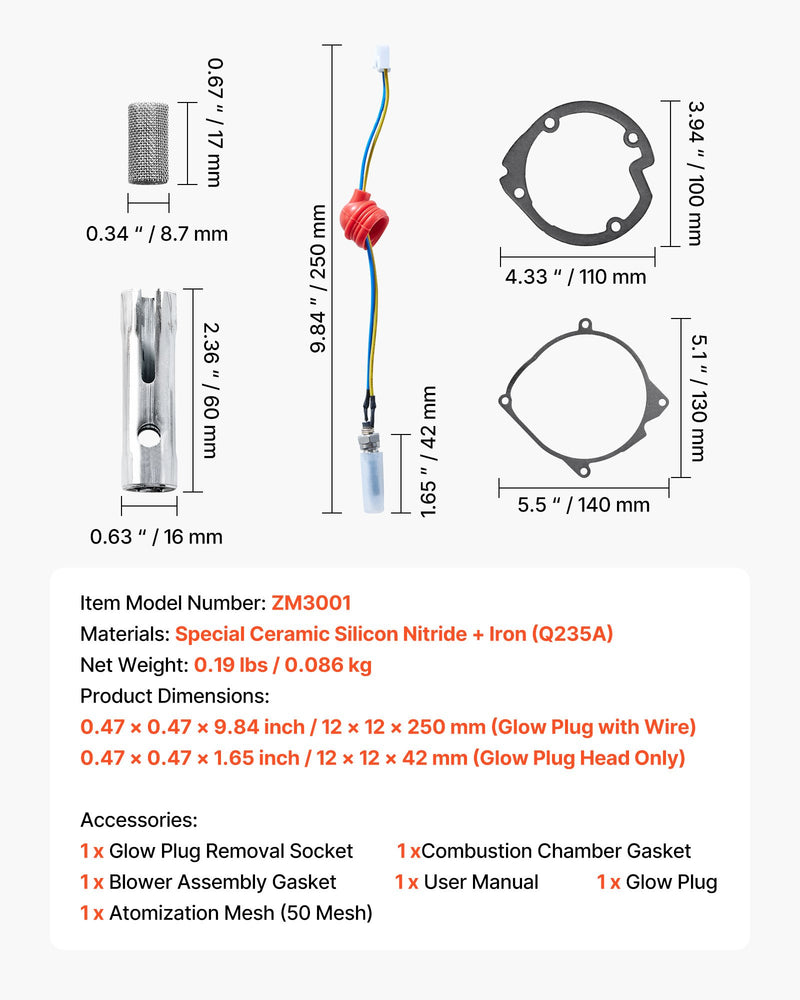 8V kvēlsveces remonta komplekts dīzeļa apsildes ierīcei ar aizdedzes spraudni un atomizācijas sietu, saderīgs ar 2 kW / 5 kW / 8 kW dīzeļa gaisa sildītāju modeļiem automašīnām, kravas auto un laivām