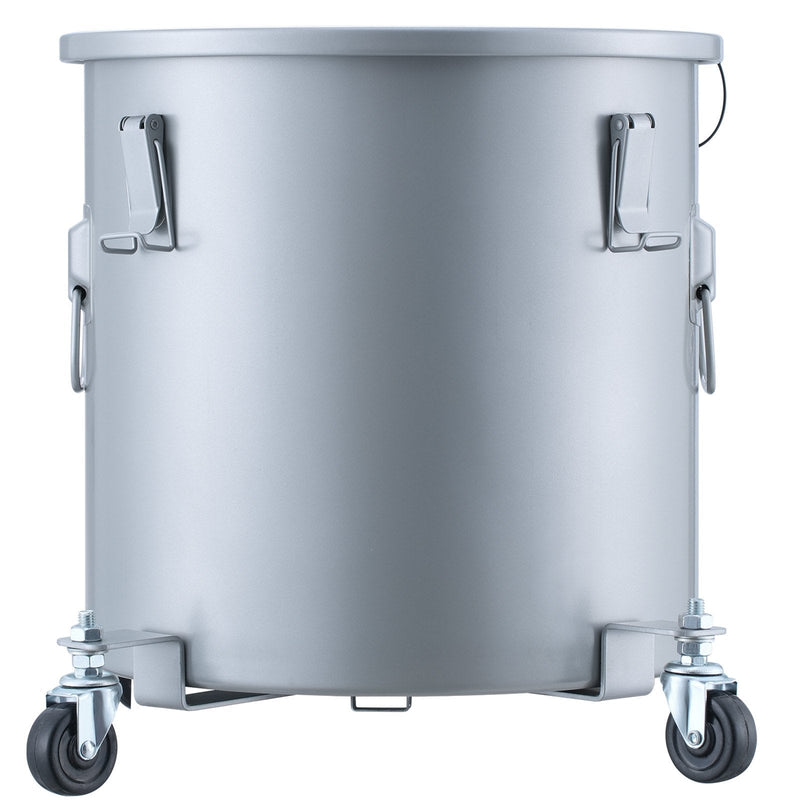 VEVOR eļļas savākšanas konteiners, 60,5 L, ar ritenīšu pamatni, vāku, fiksatoriem un filtra maisu – karstās cepamās eļļas filtrēšanai, pelēks, ar pretrūsas pārklājumu