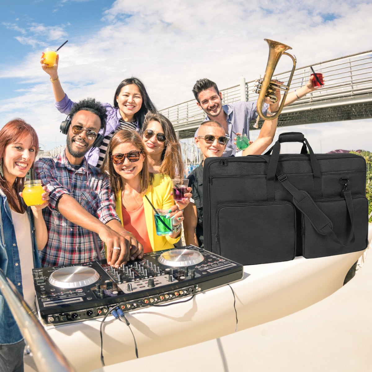 VEVOR polsterēta DJ miksera soma ar plecu siksnu, 1200D Oxford audums, 83 × 21,8 × 51,8 cm