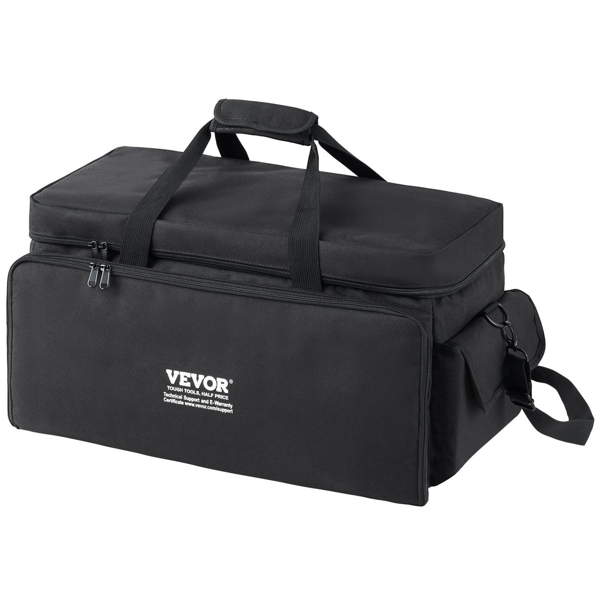 VEVOR DJ kabeļu soma, 1200D Oxford audums, ar 9 izņemamiem nodalījumiem, pleca siksnu (1,5 m), plastmasas pamatni, 60 × 30 × 32 cm, DJ aprīkojumam un mūzikas aksesuāriem