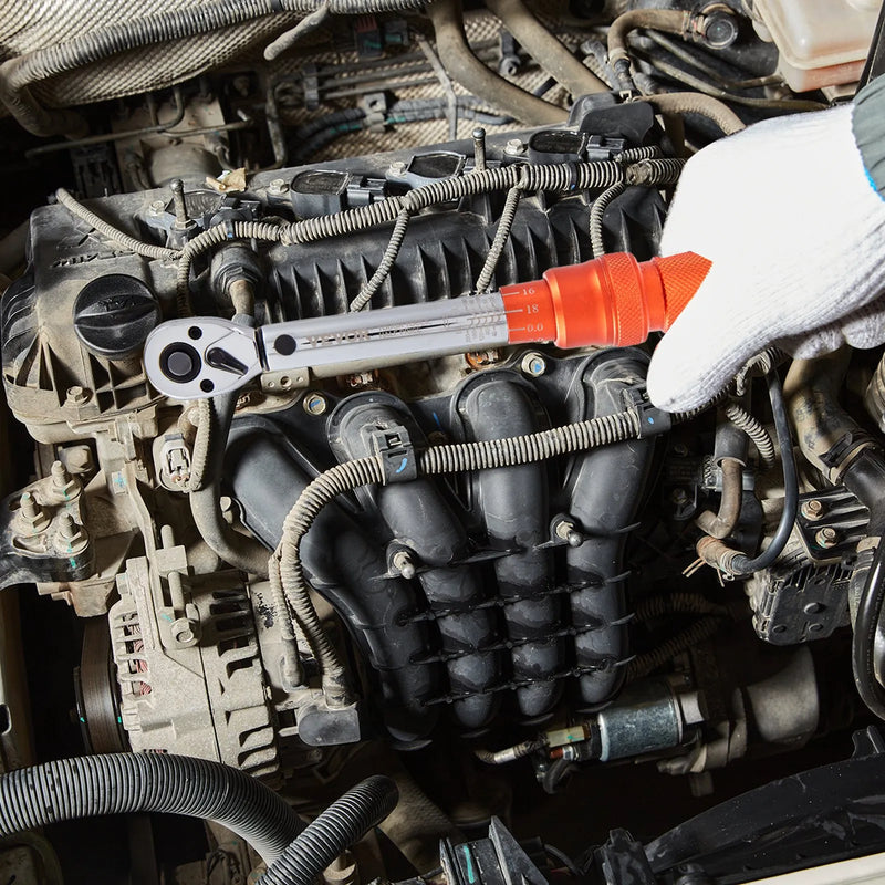 VEVOR Griezes atslēga 6,35 mm, klikšķa mehānisms, 3–23 Nm, divvirzienu regulējama, ar skalām, adapteriem un pagarinājumu