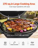 VEVOR elektriskais grils 2400 W, 2-in-1 stāvošs un galda elektriskais BBQ grils lietošanai telpās un ārā, regulējama temperatūra 50–350 °C, nelīpoša ar keramiku pārklāta grilēšanas plāksne ballītēm un grilēšanai pagalmā