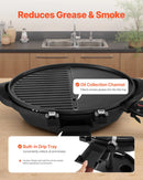 VEVOR elektriskais grils 2400 W, 2-in-1 stāvošs un galda elektriskais BBQ grils lietošanai telpās un ārā, regulējama temperatūra 50–350 °C, nelīpoša ar keramiku pārklāta grilēšanas plāksne ballītēm un grilēšanai pagalmā