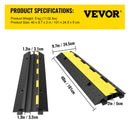 VEVOR cable guard ramp, 5 pieces with 2 channels Quick-release rubber modular ramp with 5000 kg load capacity, cable guard ramp for driveways, rubber quick rollers and cable guards