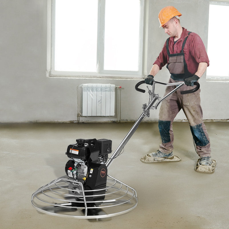 VEVOR 97 cm benzīna darbināms betona gludrinātājs ar peldošo disku, 6 ZS motors, paredzēts gludām betona virsmām, smagās slodzes profesionāls apdares instruments ar apdares lāpstiņām, oranžs