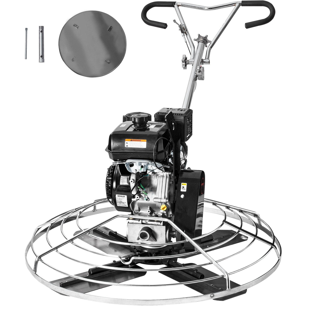 VEVOR 117 cm benzīna darbināms betona gludrinātājs ar peldošo disku, 14 ZS motors, paredzēts gludām betona virsmām, smagās slodzes profesionāls apdares instruments ar apdares lāpstiņām, oranžs