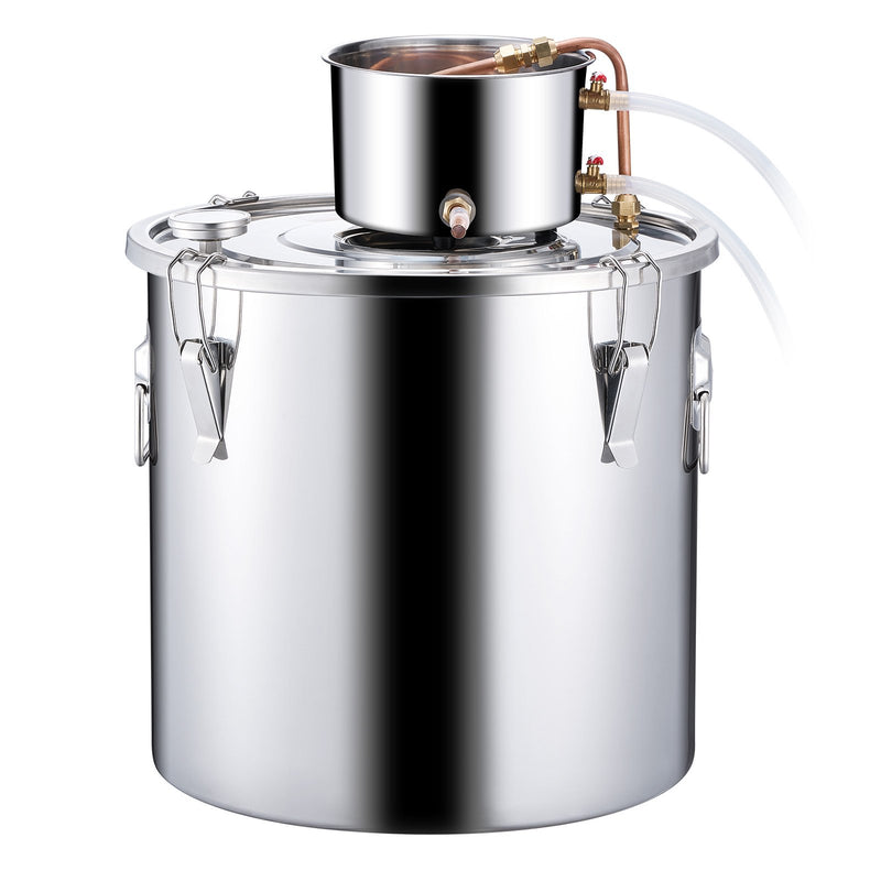 50L destilācijas aparāts ar iebūvētu termometru uz vāka un 8W ūdens cirkulācijas sūkni,  šo iekārtu var izmantot augļu vīnu, brendija, degvīna, viskija, etanola, ūdens un ēterisko eļļu destilācijai.