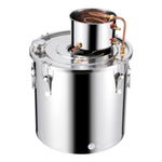 50L still with built-in thermometer on the lid and 8W water circulation pump, this still can be used for distillation of fruit wines, brandy, vodka, whisky, ethanol, water and essential oils.