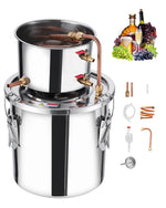 11.4L stainless steel distillation apparatus, consisting of fermentation tank, tank lid and cooling boiler, suitable for the distillation of alcohol
