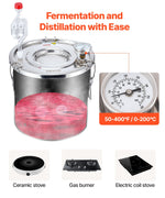 11.4L stainless steel distillation apparatus, consisting of fermentation tank, tank lid and cooling boiler, suitable for the distillation of alcohol