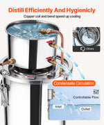 11.4L stainless steel distillation apparatus, consisting of fermentation tank, tank lid and cooling boiler, suitable for the distillation of alcohol