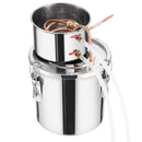 11.4L nerūsējošā tērauda destilācijas aparāts ar iebūvētu termometru uz vāka un ūdens cirkulācijas sūkni, piemērots alkohola destilācijai