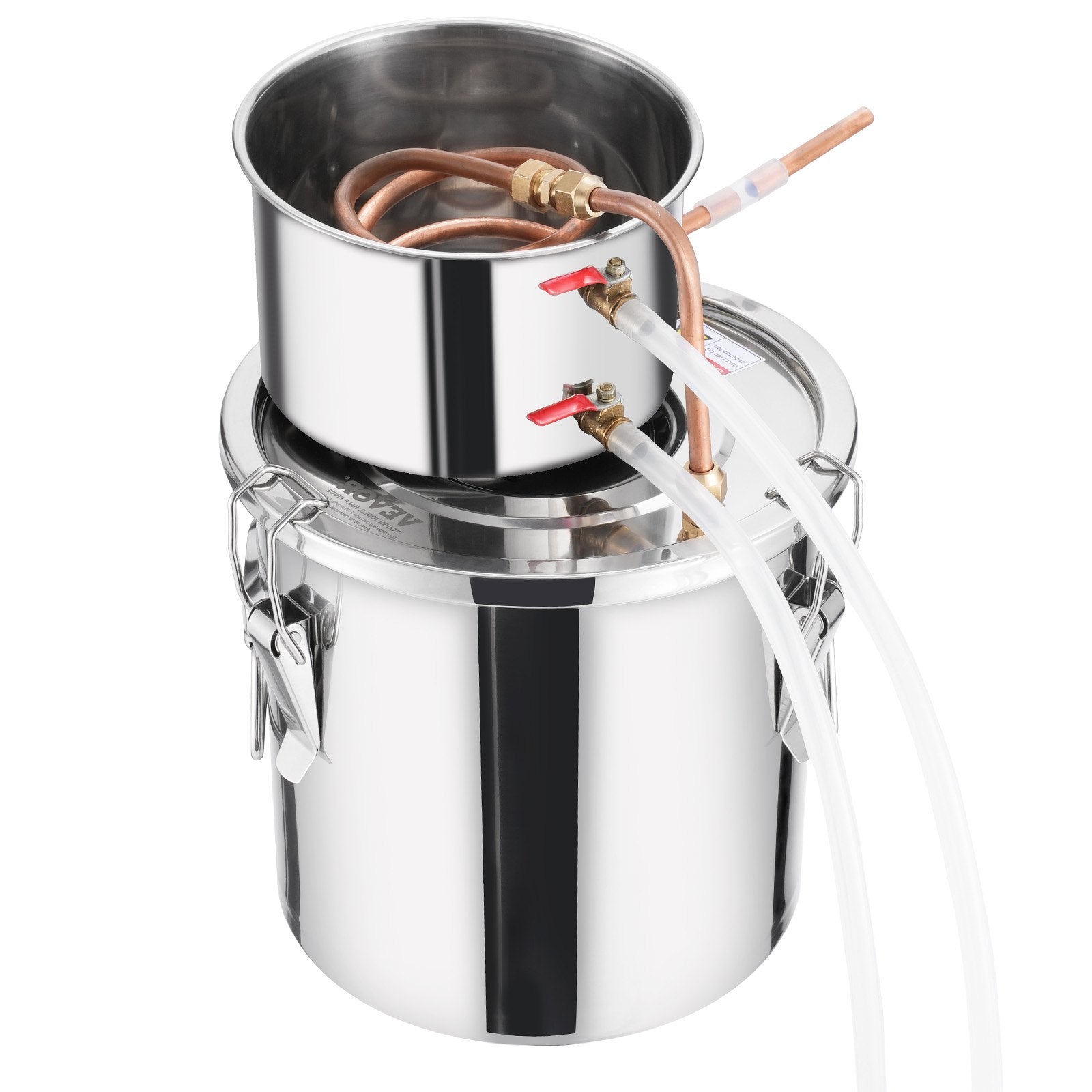 11.4L stainless steel still with built-in thermometer on lid and water circulation pump, suitable for alcohol distillation