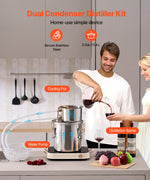 11.4L stainless steel still with built-in thermometer on lid and water circulation pump, suitable for alcohol distillation