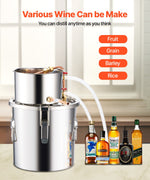 11.4L stainless steel still with built-in thermometer on lid and water circulation pump, suitable for alcohol distillation