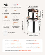 11.4L stainless steel still with built-in thermometer on lid and water circulation pump, suitable for alcohol distillation