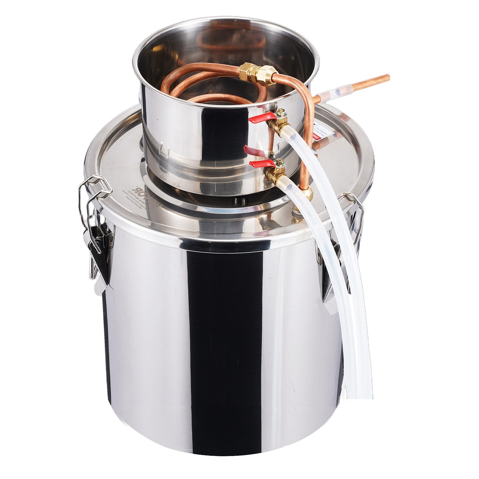 19L stainless steel distillation apparatus, consisting of fermentation tank, tank lid and cooling boiler, suitable for the distillation of alcohol