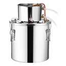 19L nerūsējošā tērauda destilācijas aparāts, sastāv no fermentācijas tvertnes, tvertnes vāka un dzesēšanas katla, piemērots alkohola destilācijai