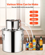 19L stainless steel distillation apparatus, consisting of fermentation tank, tank lid and cooling boiler, suitable for the distillation of alcohol