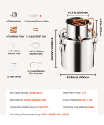 19L stainless steel distillation apparatus, consisting of fermentation tank, tank lid and cooling boiler, suitable for the distillation of alcohol