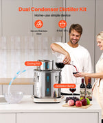 30L stainless steel still with built-in thermometer on lid and water circulation pump, suitable for alcohol distillation