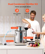 30L stainless steel still with built-in thermometer on lid and water circulation pump, suitable for alcohol distillation