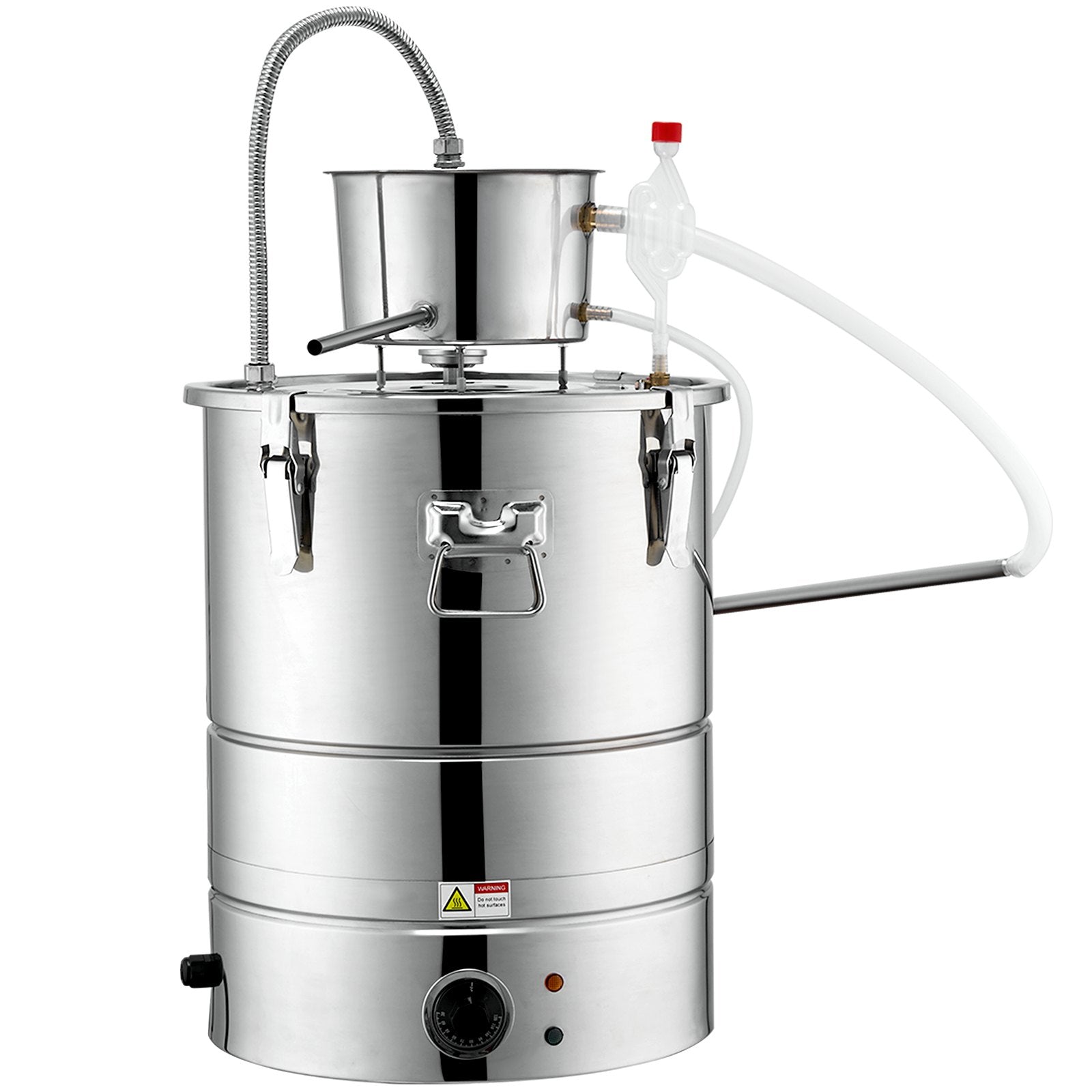 30L stainless steel water distiller with fermentation tank, condenser tank, compressor vessel, water pump and built-in thermometer, ideal for home distillation
