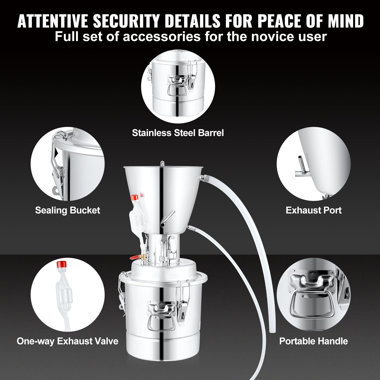 70L still, suitable for home brewing, alcohol distillation, essential oil extraction and water purification, compatible with gas stoves, coal stoves, wood heating, etc.