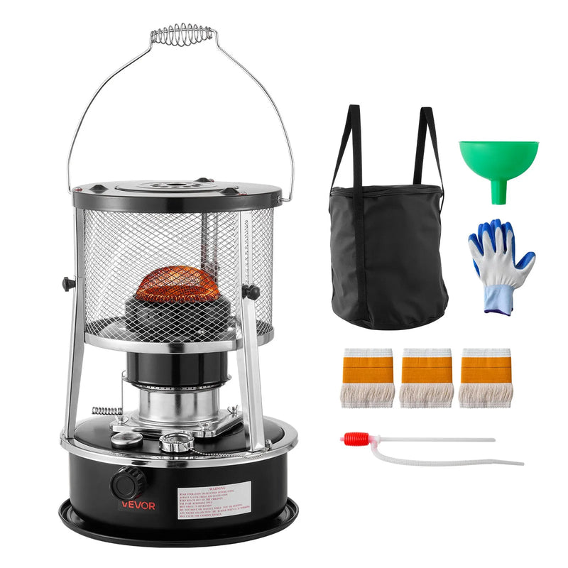 9000 BTU портативный керосиновый обогреватель и плита 2 в 1, без электричества, регулируемая высота и пламя, легко хранить, подходит для кемпинга, охоты, приготовления пищи, дома или гаража, черный