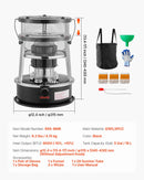 9000 BTU портативный керосиновый обогреватель и плита 2 в 1, без электричества, регулируемая высота и пламя, легко хранить, подходит для кемпинга, охоты, приготовления пищи, дома или гаража, черный