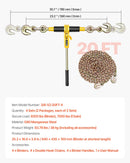 Sprūdrata ķēdes savilcējs, 10 mm × 6,1 m G80 ķēdes, 4173 kg darba slodze, ķēžu un savilcēju komplekts kravu nostiprināšanai, vilkšanai, kokmateriālu pārvietošanai un celšanai