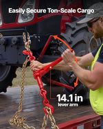 Sprūdrata ķēdes savilcējs, 10 mm × 3 m G80 ķēdes, 4173 kg darba slodze, ķēžu un savilcēju komplekts kravu nostiprināšanai, vilkšanai, kokmateriālu pārvietošanai un celšanai
