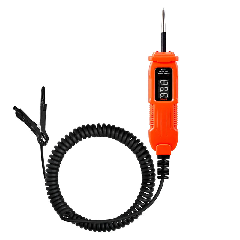 VEVOR automobiļu ķēžu testers, 3–72 V DC sprieguma ķēžu zonde ar LED ekrānu un apgaismojumu, automobiļu barošanas ķēžu pārbaudes zonde ar 3,5 m kabeli, ABS korpusa elektriskais detektors.