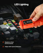VEVOR automobiļu ķēžu testers, 3–72 V DC sprieguma ķēžu zonde ar LED ekrānu un apgaismojumu, automobiļu barošanas ķēžu pārbaudes zonde ar 3,5 m kabeli, ABS korpusa elektriskais detektors.
