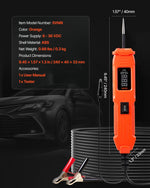 VEVOR automobiļu ķēžu testeris, 6–36 V līdzstrāvas jaudas ķēžu zondes testeris ar LED ekrānu un apgaismojumu, automobiļu jaudas testa zonde ar 4 m kabeli, ABS korpusa elektrisko ķēžu detektors un bojājumu meklētājs